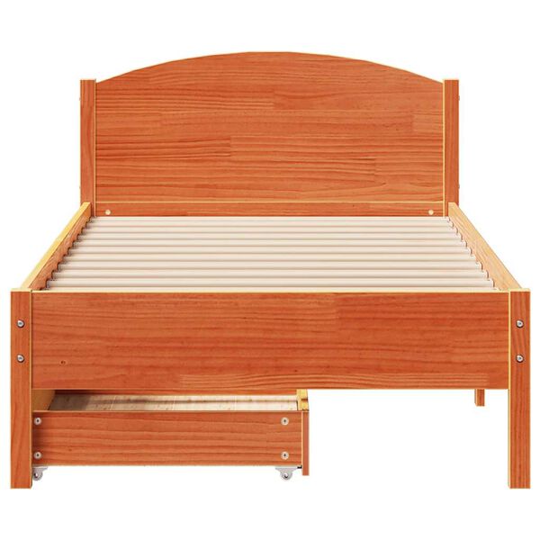 vidaXL Estructura de cama sin colch&oacute;n madera maciza marr&oacute;n 90x190 cm