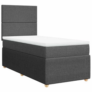 vidaXL Cama box spring con colch&oacute;n tela gris oscuro 80x200 cm