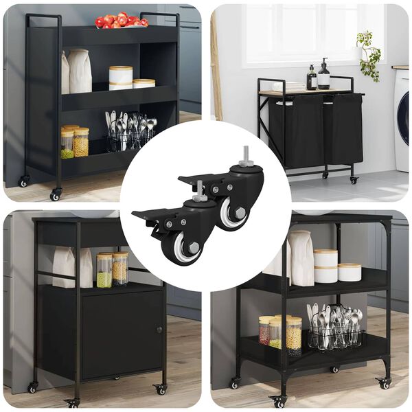 vidaXL Ruedas 2 pcs Negro M6 x 37 mm Hierro y Nailon