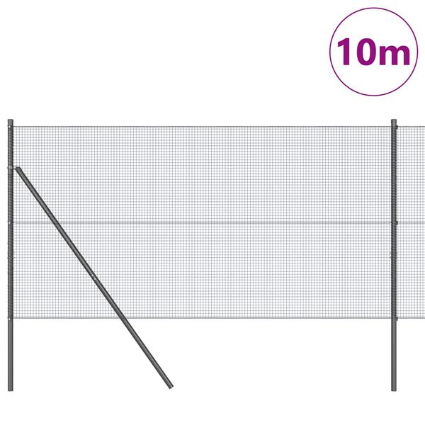 vidaXL Poste de Valla Gris 10 x 1 m (malla de 16 x 16 mm) Acero