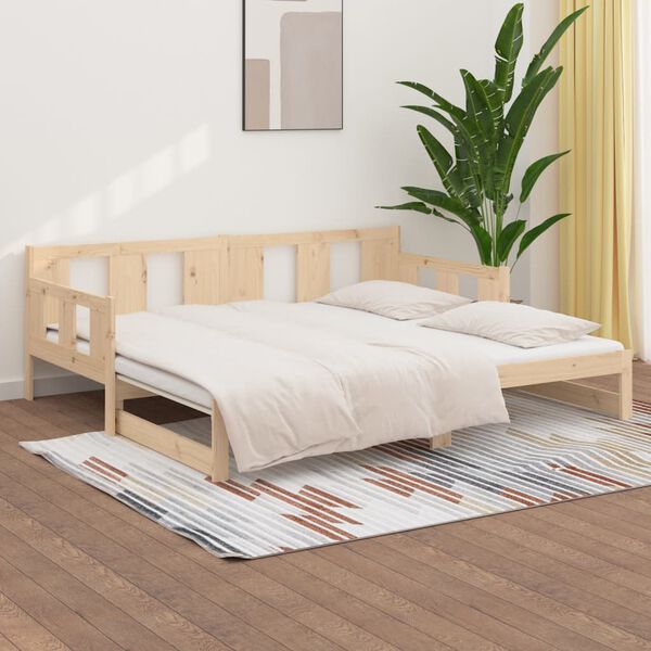 vidaXL Sof&aacute; cama extra&iacute;ble madera maciza de pino 2x(90x200) cm