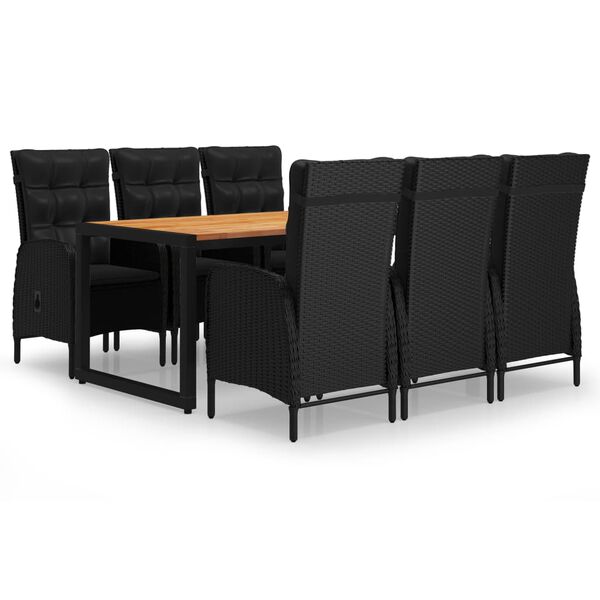 vidaXL Juego de comedor para jard&iacute;n 7 piezas negro