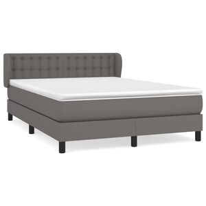 vidaXL Cama box spring con colch&oacute;n cuero sint&eacute;tico gris 140x190 cm