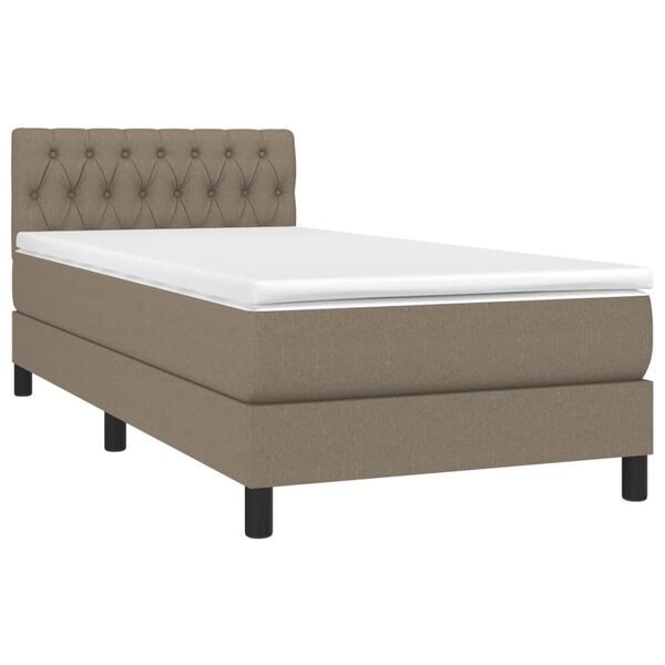 vidaXL Cama box spring colch&oacute;n y luces LED tela gris taupe 90x200 cm