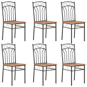 vidaXL Sillas de comedor 6 unidades MDF marr&oacute;n