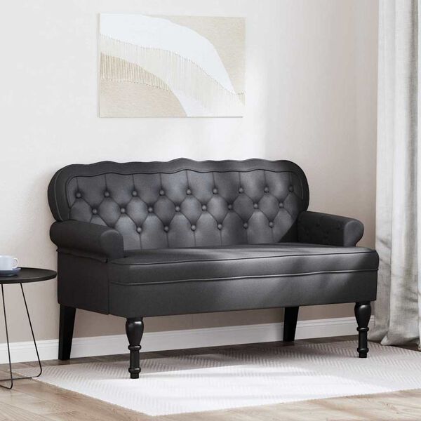 vidaXL Banco Chesterfield Negro 119.5 x 64.5 x 75 cm Cuero sintético