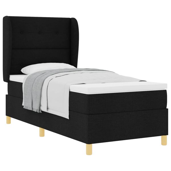 vidaXL Cama con Somier y Colch&oacute;n Gris Oscuro 90x190 cm de Tela Negro