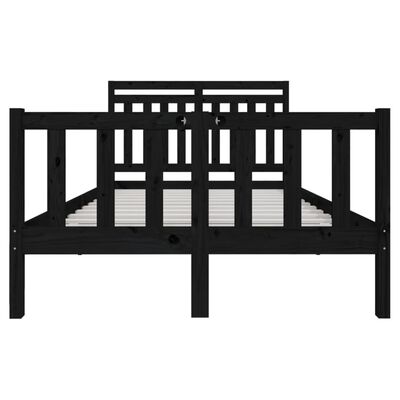 vidaXL Estructura de cama de madera maciza negro 140x200 cm