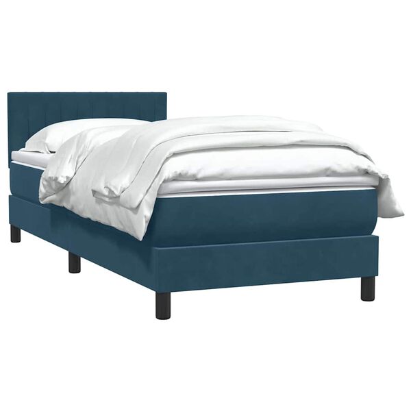 vidaXL Cama box spring con colch&oacute;n terciopelo azul oscuro 80x210 cm