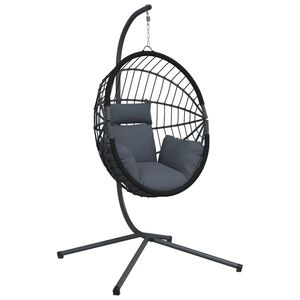vidaXL Silla colgante huevo con soporte rat&aacute;n y acero antracita