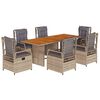 vidaXL Set comedor de jard&iacute;n 7 pzas con cojines rat&aacute;n sint&eacute;tico beige