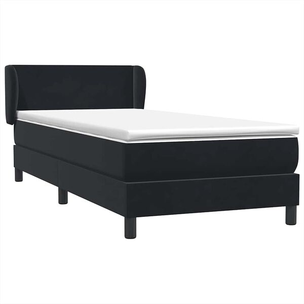 vidaXL Cama box spring con colch&oacute;n terciopelo negro 100x220 cm