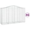 vidaXL Cestas de gaviones 6 uds forma de arco hierro 200x50x120/140 cm