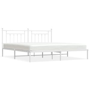vidaXL Estructura cama sin colch&oacute;n con cabecero metal blanco 193x203cm