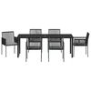 vidaXL Conjunto de Comedor de Jard&iacute;n 7 pcs Negro Rat&aacute;n sint&eacute;tico