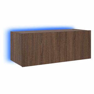 vidaXL Mueble de TV de pared con luces LED marr&oacute;n roble 80x35x31 cm