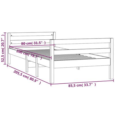 vidaXL Estructura de cama madera maciza de pino 80x200 cm