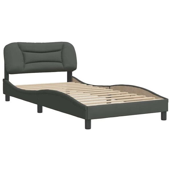 vidaXL Estructura de cama sin colch&oacute;n Hvar tela gris oscuro 100x203 cm
