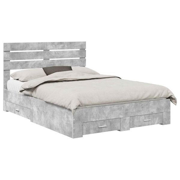 vidaXL Estructura de cama con caj&oacute;n con cabecera Madera contrachapada