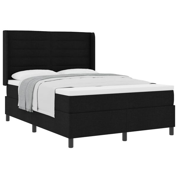 vidaXL Cama tipo Box Spring con colch&oacute;n Negro 190 x 140 cm tela