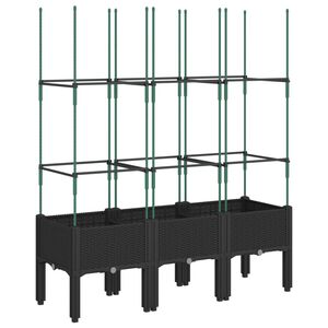 vidaXL Jardinera con enrejado PP negro 120x40x142,5 cm
