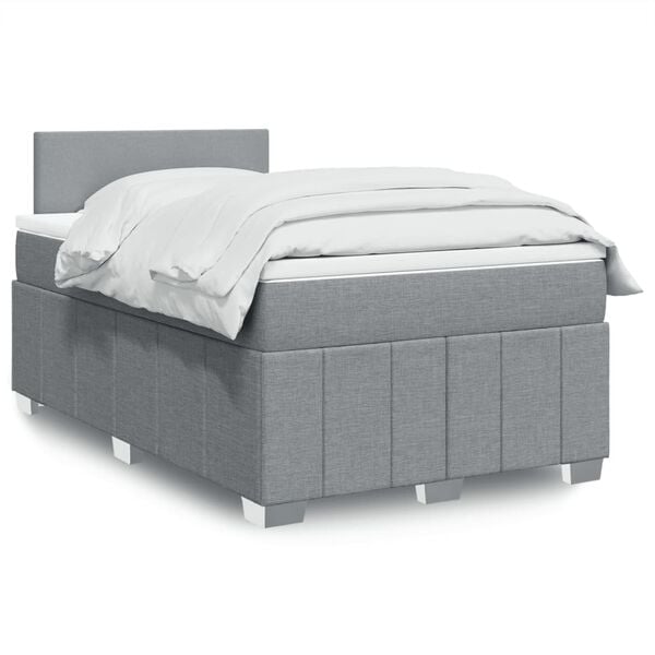 vidaXL Cama box spring con colch&oacute;n tela gris claro 120x190 cm