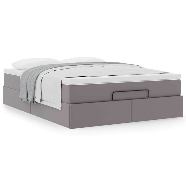 vidaXL Estructura cama otomana colch&oacute;n gris 140x190cm cuero sint&eacute;tico