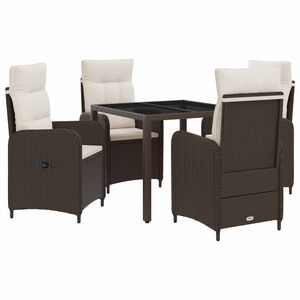 vidaXL Juego de comedor para exteriores 5 uds. Marr&oacute;n y Crema Blanca