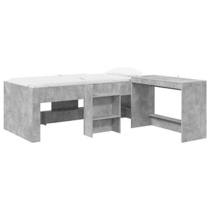 vidaXL Cama alta para ni&ntilde;os con escritorio 2 uds. Gris Hormig&oacute;n