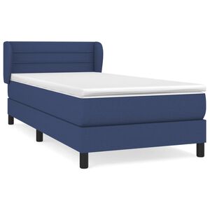 vidaXL Cama box spring con colch&oacute;n tela azul 80x200 cm
