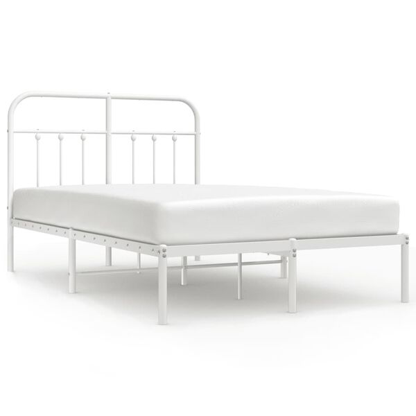 vidaXL Estructura cama sin colch&oacute;n con cabecero metal blanco 120x190cm