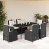 vidaXL Set de comedor de jardín 7 pzas y cojines ratán sintético negro