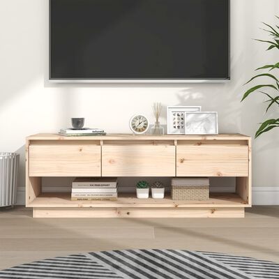 vidaXL Mueble de TV de madera maciza de pino 110,5x34x40 cm