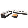 vidaXL Set muebles de jard&iacute;n 8 piezas y cojines rat&aacute;n sint&eacute;tico negro