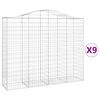 vidaXL Cestas de gaviones 9 uds forma de arco hierro 200x50x160/180 cm