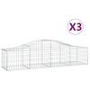 vidaXL Cestas de gaviones 3 uds forma de arco hierro 200x50x40/60 cm