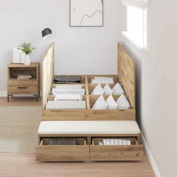 vidaXL Cama con almacenamiento Roble artisan 236.5 x 90 x 31.5 cm