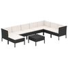 vidaXL Set muebles de jard&iacute;n 9 pzas y cojines rat&aacute;n sint&eacute;tico negro