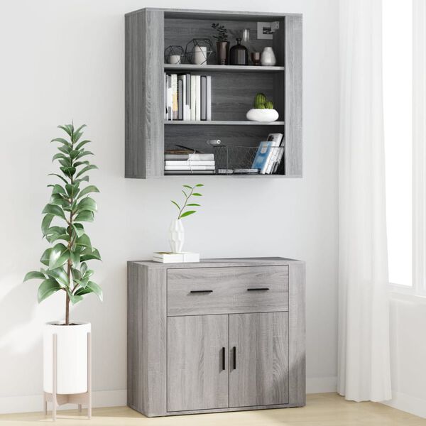 vidaXL Aparador alto de madera contrachapada gris Sonoma