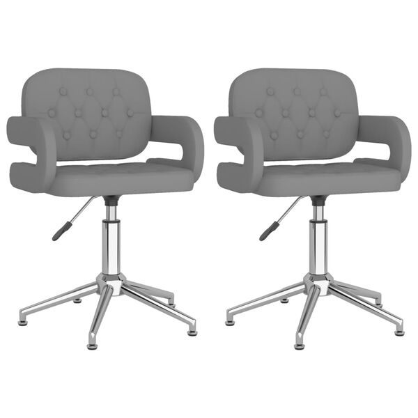 vidaXL Sillas comedor giratorias 2 unidades cuero sint&eacute;tico gris
