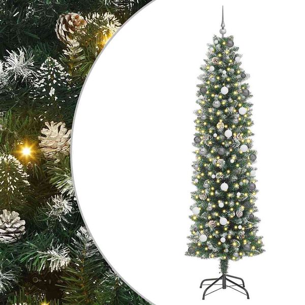 vidaXL &Aacute;rbol Navide&ntilde;o Artificial Delgado con 300 LED Verde y 240 cm