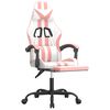 vidaXL Silla gaming con reposapi&eacute;s cuero sint&eacute;tico blanco y rosa