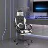 vidaXL Silla gaming giratoria reposapi&eacute;s cuero sint&eacute;tico negro blanco