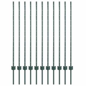 vidaXL Poste de cerca empotrado 11 uds. Verde 160 cm