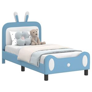 vidaXL Cama para niños con cabecero con cabecera Azul 80 x 160 cm PU