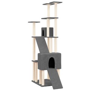 vidaXL Rascador para gatos con postes de sisal gris oscuro 190 cm