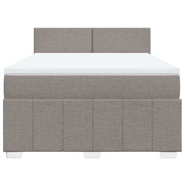 vidaXL Cama box spring con colch&oacute;n tela gris taupe 140x190 cm