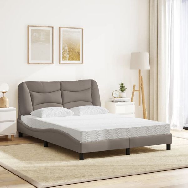 vidaXL Cama con colch&oacute;n Hvar tela gris taupe 120x200 cm