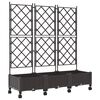 vidaXL Jardinera con enrejado y ruedas 3 uds. Marr&oacute;n PP
