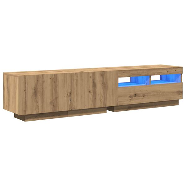 vidaXL Mueble de TV luces LED madera roble artisan 180x35x40 cm